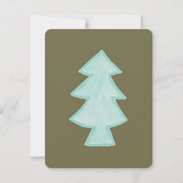 Festividades Cartão de Saudação de Árvore Desenhado à Mão (Frente)