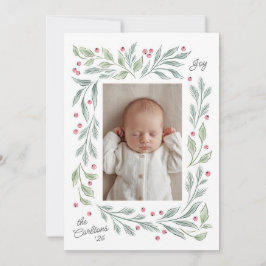 Festividades cartão de saudação de bebê com folhagem de férias 