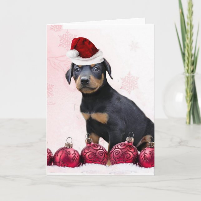 Festividades Cartão de saudação de cachorrinho do Doberman Nata (Frente)