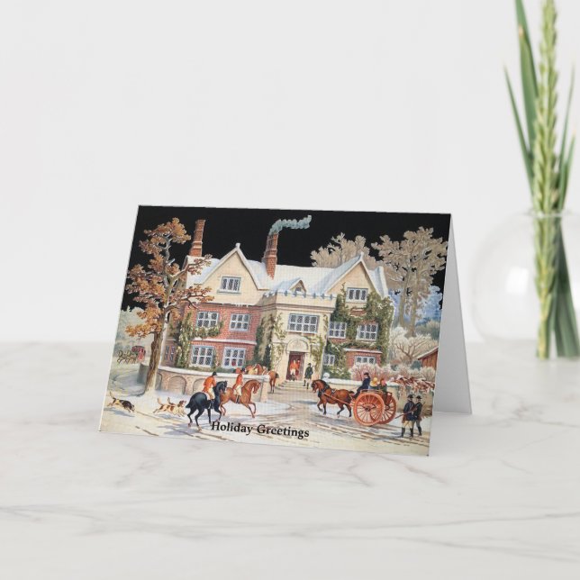 Festividades Cartão de Saudação de Cavalos da Cena Vitoriana El (Frente)