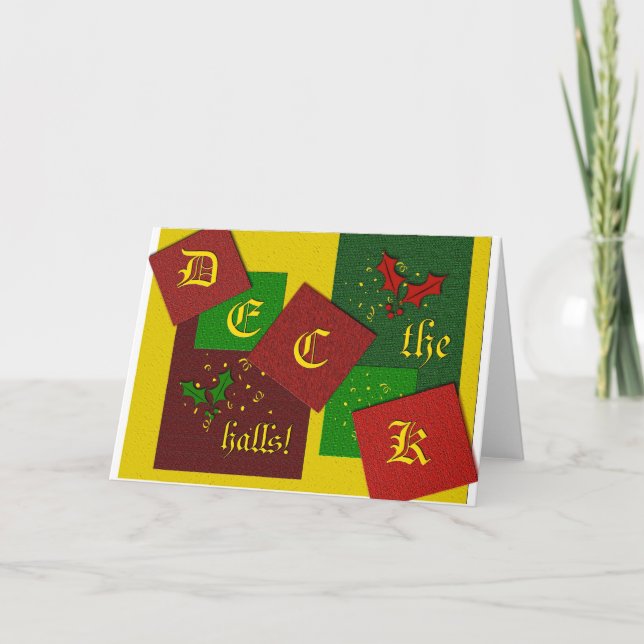 Festividades Cartão de saudação de Deck Halls (Frente)