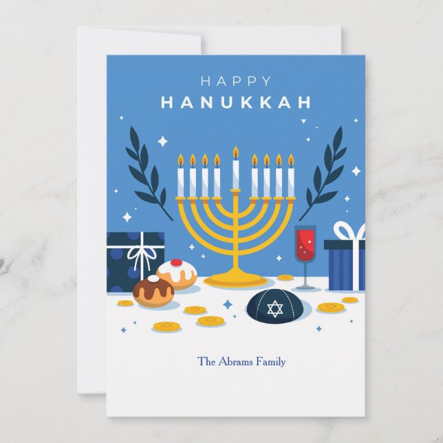 Festividades Cartão de Saudação de Elementos Hanukkah (Frente)