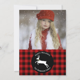 Festividades Cartão de Saudação de Foto de Natal da Xadrez Buff