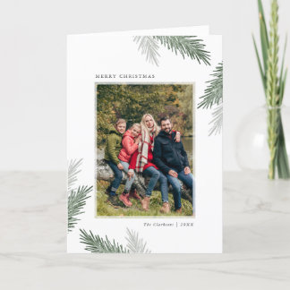 Festividades Cartão de Saudação de Foto de Natal de Pine Simple