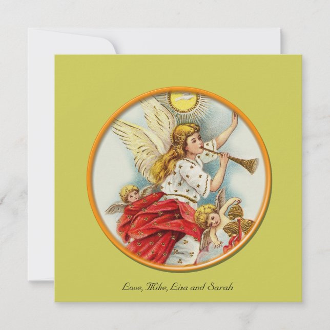 Festividades Cartão de saudação de fotos amarelo de Natal. (Frente)