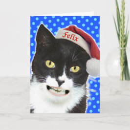Festividades Cartão de Saudação de Gato de Natal Engraçado