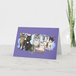 Festividades Cartão de saudação de gatos e tripulantes 5" x 7"