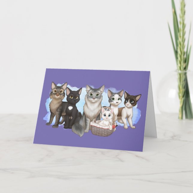 Festividades Cartão de saudação de gatos e tripulantes 5" x 7" (Frente)
