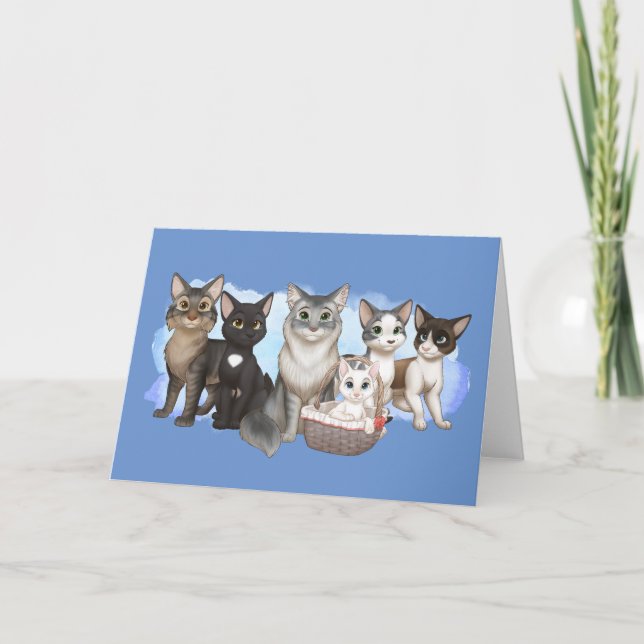 Festividades Cartão de saudação de gatos e tripulantes 5" x 7" (Frente)