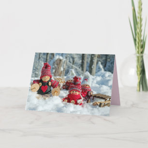 Festividades cartão de saudação de gnomos de inverno