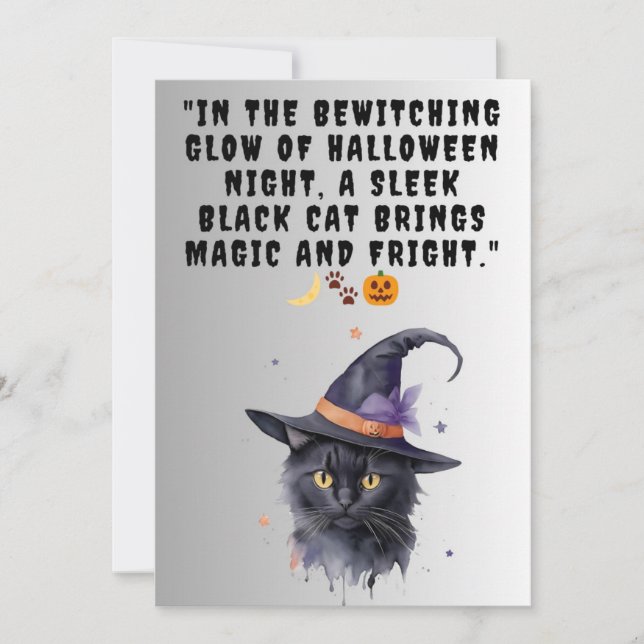 Festividades Cartão de Saudação de Halloween - Gato Preto (Frente)
