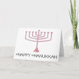 Festividades Cartão de Saudação de Hanukkah Feliz e Rosa Menora