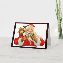 Festividades Cartão de Saudação de Imagem Vintage Santa Claus