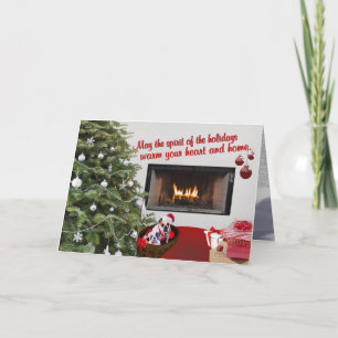 Festividades Cartão de Saudação de Lareira Quente de Natal Buld