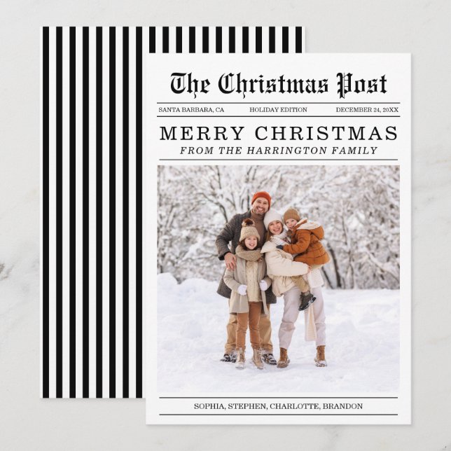 Festividades Cartão de Saudação de Natal ao Estilo de Jornal An (Frente/Verso)