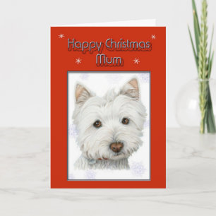 Festividades cartão de saudação de natal, com cachorro westie f