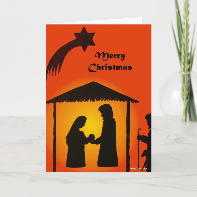 Festividades Cartão de Saudação de Natal com Silhuette de Nativ (Frente)