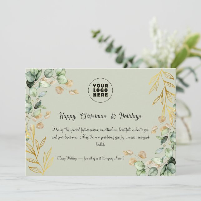 Festividades Cartão de Saudação de Natal Corporativo Personaliz (Em pé/Frente)
