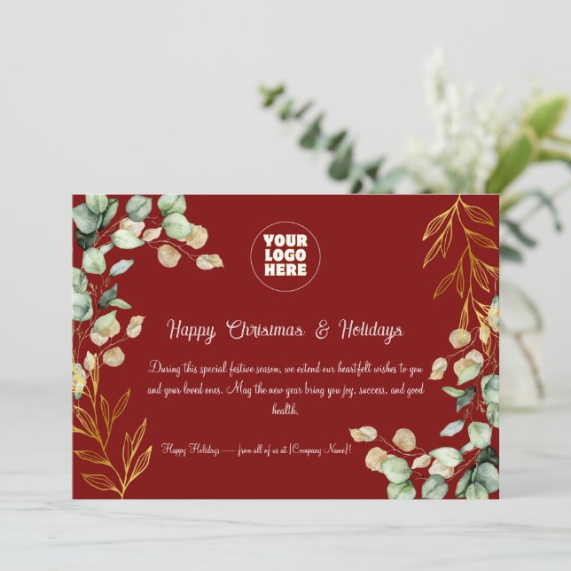 Festividades Cartão de Saudação de Natal Corporativo Personaliz (Em pé/Frente)