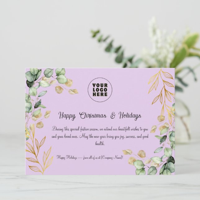 Festividades Cartão de Saudação de Natal Corporativo Personaliz (Em pé/Frente)