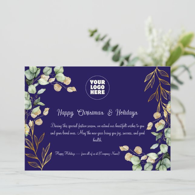 Festividades Cartão de Saudação de Natal Corporativo Personaliz (Em pé/Frente)
