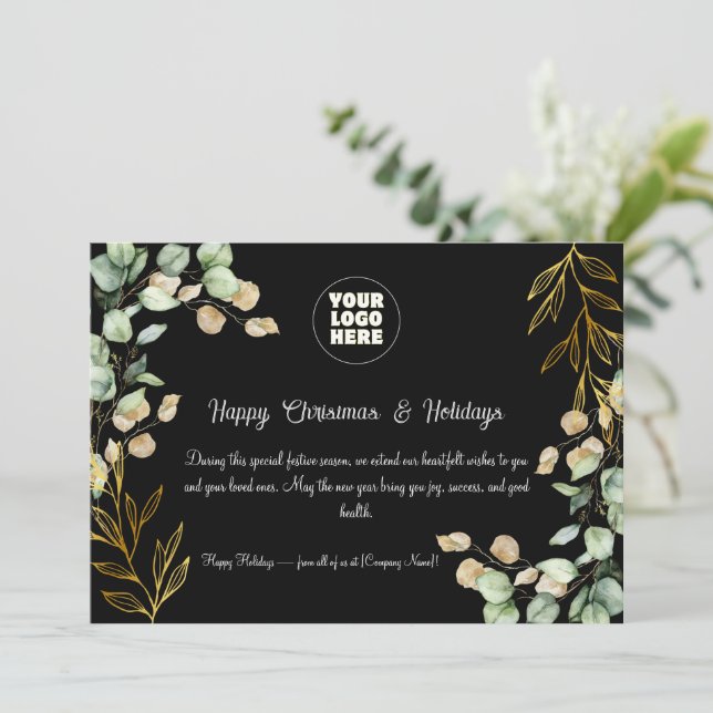 Festividades Cartão de Saudação de Natal Corporativo Personaliz (Em pé/Frente)