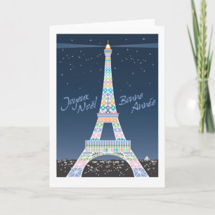 Festividades Cartão de Saudação de Natal da Torre Eiffel