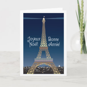 Festividades Cartão de Saudação de Natal da Torre Eiffel