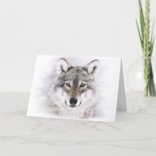 Festividades Cartão de Saudação de Natal do Lobo de inverno