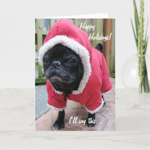 Festividades Cartão de Saudação de Natal Moody Pug