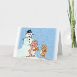 Festividades Cartão de Saudação de Natal para Bunnies de Neve
