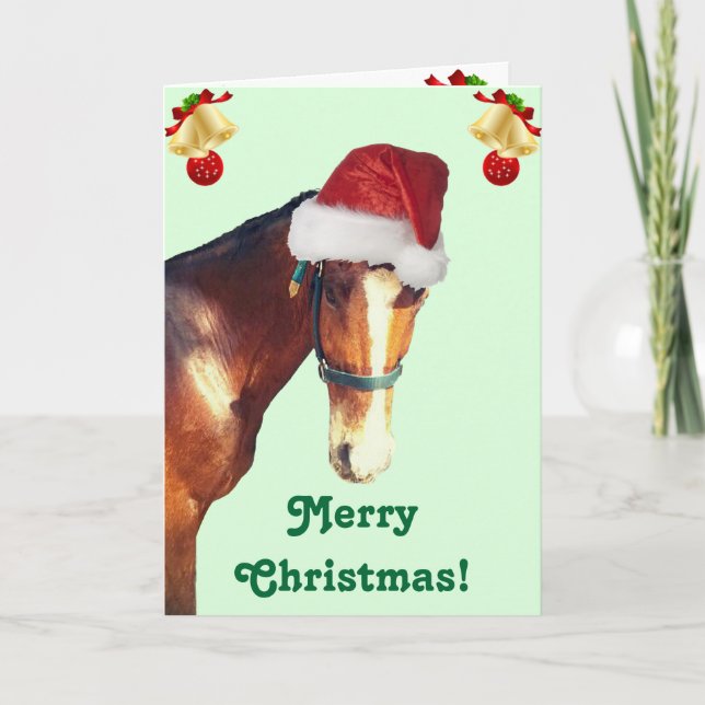 Festividades Cartão de Saudação de Natal para Cavalos Bonitos (Frente)