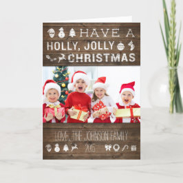 Festividades Cartão de Saudação de Natal Rustic Holly Jolly