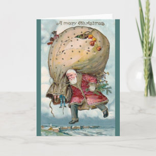 Festividades Cartão de Saudação de Natal Vitoriano Santa Claus