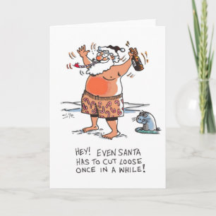 Festividades Cartão de saudação de Papais noeis de bebado