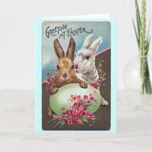 Festividades Cartão de Saudação de Páscoa Vintage Bunnies