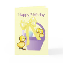 Cartão de Saudação de Pintinhos de Aniversário da 