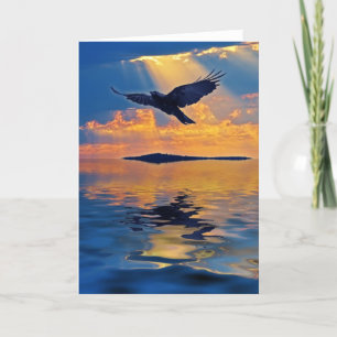 Festividades Cartão de Saudação de Raven & Sunset Birdlover