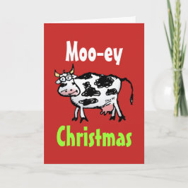 Festividades Cartão de Saudação de Vaca Engraçado de Natal Moo-
