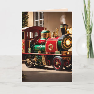 Festividades cartão de saudação do trem de natal steampunk