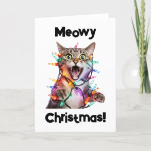 Festividades Cartão de Saudação Dobrado de Gato de Natal