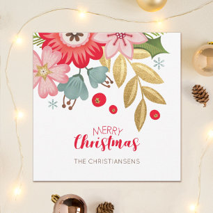 Festividades Cartão de Saudação Floral de Foto de Natal Eleg