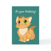 Cartão de saudação Fluffy Orange Cat Design