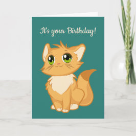 Festividades Cartão de saudação Fluffy Orange Cat Design