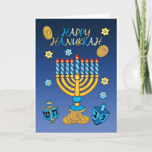 Festividades Cartão de Saudação Hanukkah com Menorah