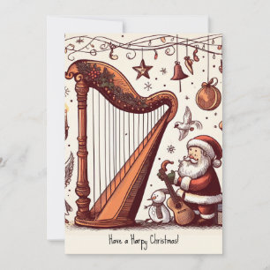 Festividades Cartão de Saudação Harp para Papais noeis de Natal