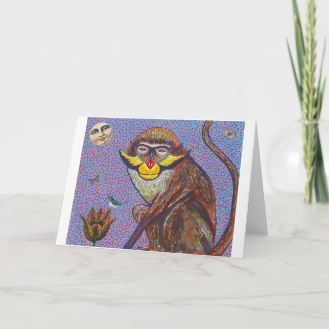 Festividades Cartão de Saudação Macaco Vermelho (Frente)