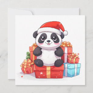 Festividades Cartão de Saudação Panda de Natal