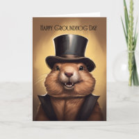 Cartão de Saudação para o Dia da Marmota com Groun
