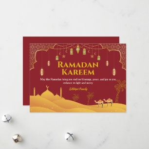 Festividades Cartão de Saudação Ramadã Mubarak Vermelho e Doura